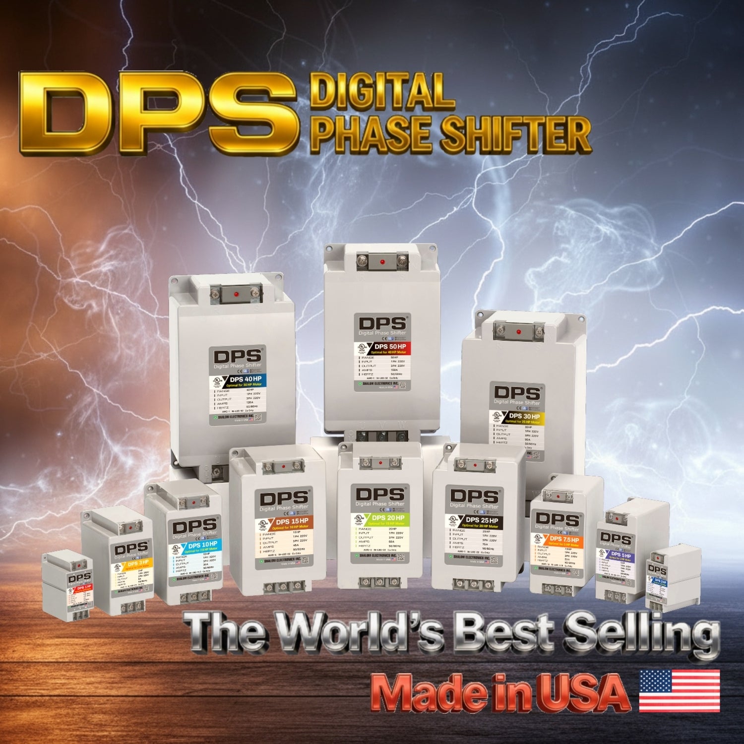 American DPS Single Phase to 3 Phase Converter, 2HP, 6A, Input/Output 200V - 240V, Digital Phase Shifter, Must Be Used for 1HP(0.75kW) 3A Motor, DPS Must Be dedicated to 1 Motor Only, UL-Listed